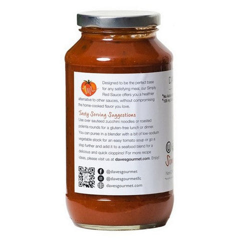 Daves Gourmet, Organic Simply Red Sauce, 25.5 Oz(Case Of 6)