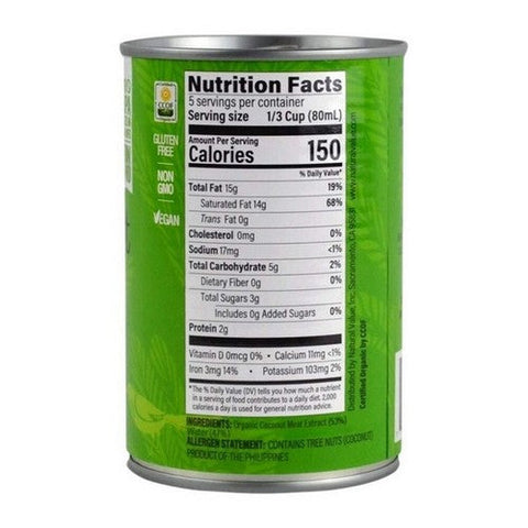 Left Coast Naturals, Organic Coconut Milk Fair Trade, 397 Ml (Case Of 12)