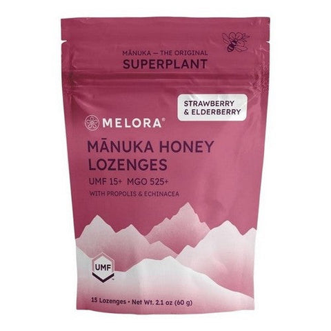 Melora, Strawberry And Elderberry Manuka Honey Lozenges, 2.1 Oz