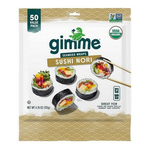 Gimme, Seaweed Snacks Sushi Nori Roasted Wraps, 4.76 Oz (Case Of 4)