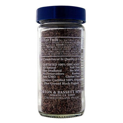 Morton & Bassett, Organic Morton Fine Ground Black Pepper, 1.8 Oz (Case Of 3)