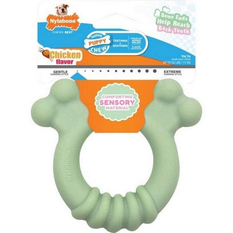 Nylabone, Sensory Material Puppy Teething Ring Chicken, 1 Count / Up To 25 Lbs (Small / Regular)