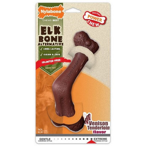 Nylabone, Power Chew Elk Bone Alternative Chew Toy Venison Tenderloin, 50 Count / 50 Plus Lbs (Extra Large / Souper)