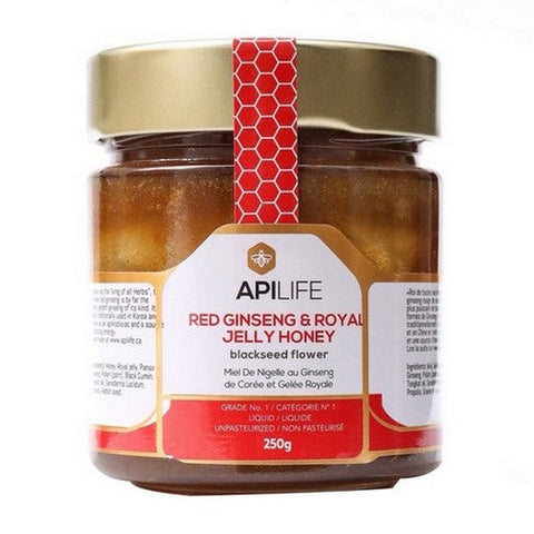 APILIFE, APILIFE Red Ginseng + Royal Jelly + Blackseed Honey, 6 X 250 Grams