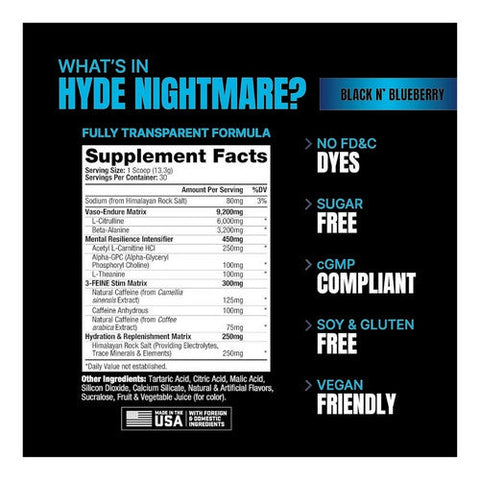 ProSupps, Prosupps Hyde Nightmare Black N' Blueberry, 60 Servings