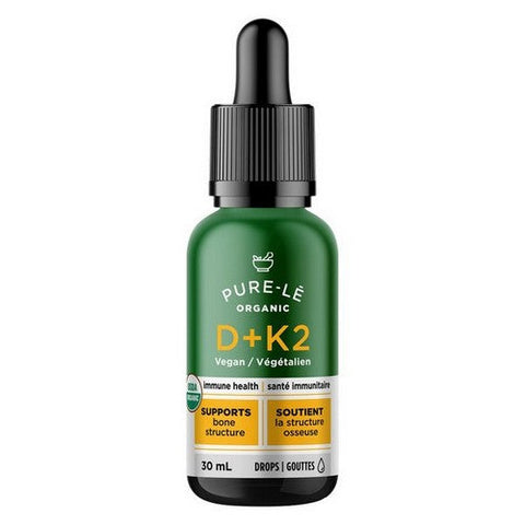 Pure-le, Pure-le Organic Vegan Vitamin D + K2 Drops, 30 Ml