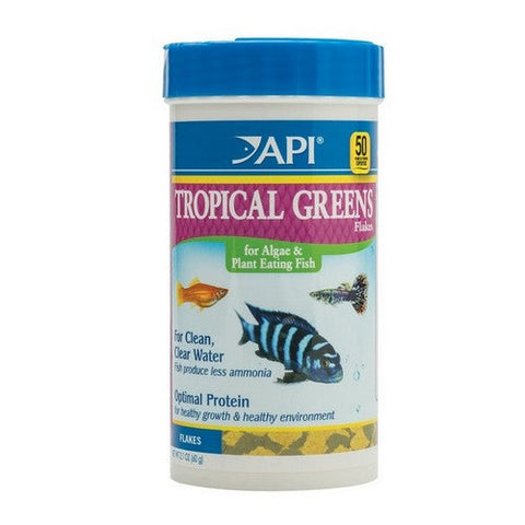 API, Tropical Greens Flakes Fish Food, 2.1 Oz