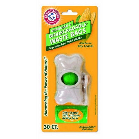 Arm & Hammer, Arm & Hammer Bone Dispenser & Disposable Corn Starch Waste Bags, 1 Each / 30 Count / White,Green
