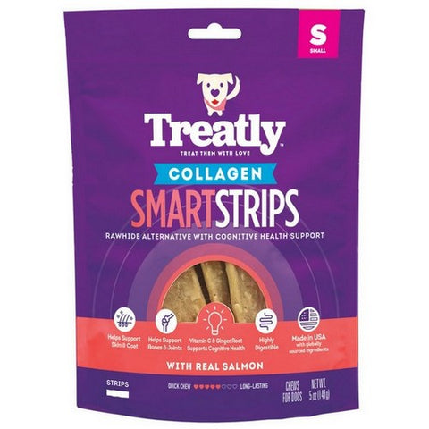Treatly, Treatly Collagen Smart Strips Dog Chews, 5 Oz / Salmon