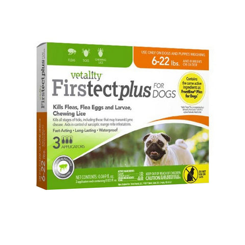 Vetality, Vetality Firstect Plus Flea & Tick for Dogs, 6-22 Lbs, 3 Count