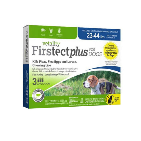 Vetality, Vetality Firstect Plus Flea & Tick for Dogs, 23-44 Lbs, 3 Count