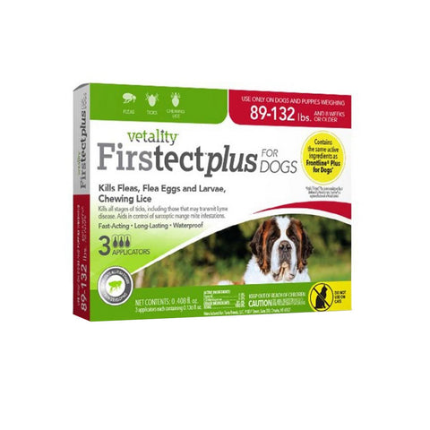 Vetality, Vetality Firstect Plus Flea & Tick for Dogs, 89-132 Lbs, 3 Count