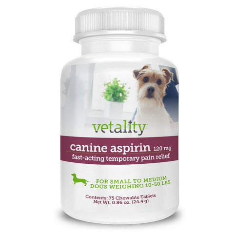Vetality, Vetality Canine Aspirin Chewable Tables, 120 Mg, 75 Count