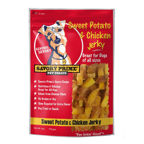 Savory Prime, Savory Prime Jerky Treats, Sweet Potato & Chicken, 4 Ounces