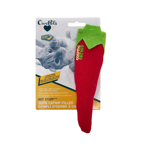 OurPets, OurPets Cosmic 100% Catnip Filled Chili Pepper 'Hot Stuff' Cat Toy, 1 Each / Red, Green