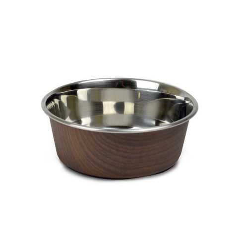 OurPets, OurPets Durapet Wood Grain Bowl, Dark Brown, 4 Cups