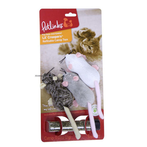 Petlinks, Petlinks Lil' Creepers Refillable Catnip Toy, 1 Each / White, Grey, Brown