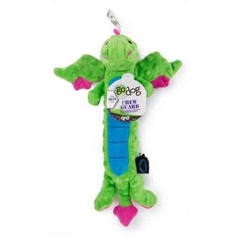 Godog, goDog Dragons Skinny Dog Toy with Chew Guard Technology Plush Squeaker, 1 Each / Large