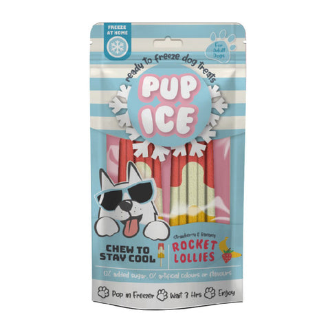 Spot, Spot Pup Ice Dog Chew Treat, Rocket Lollie, Strawberry & Banana, 2 Pack