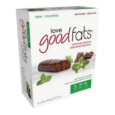 Love Good Fats, Fats Mint Chocolate Chip Bar, 39 Grams X 12 Count