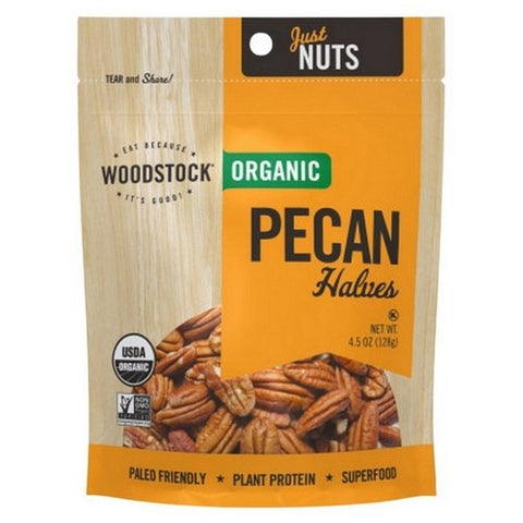 Organic Pecan Halves 4.5 Oz (Case Of 8) by Woodstock