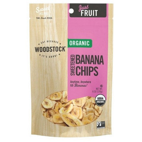 Organic Sweetened Banana Chips 6 Oz (Case Of 8) by Woodstock