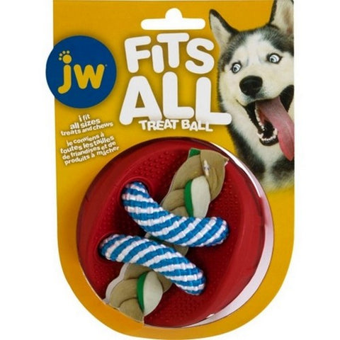 JW, Jw Fits All Treat Ball Dog Toy, 4 Inches, ,Red