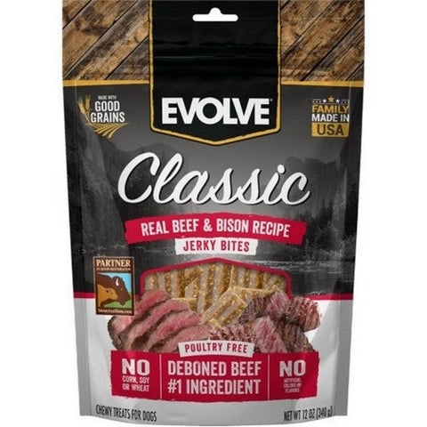 Buttons And Bows, Evolve Classic Jerky Bites, 12 Oz, Beef/Bison