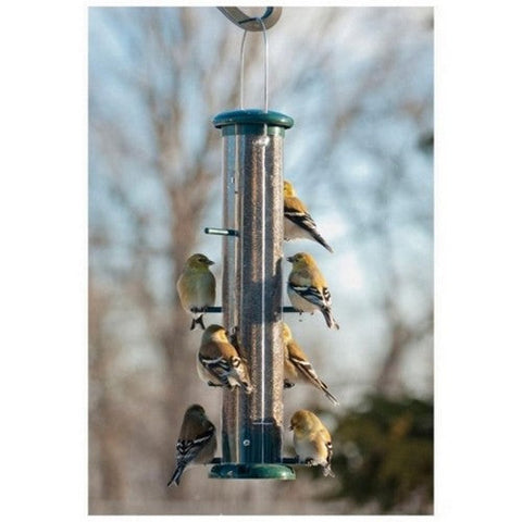 Audubon, Plastic 8-Port Finch Tube Feeder, 2 Lbs CAP,Clear/Green