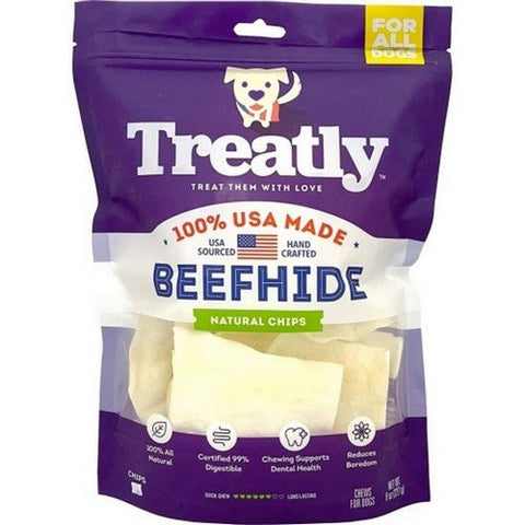 Treatly, Treatly 100% Usa Beefhide Chips, 8 Oz, Natural