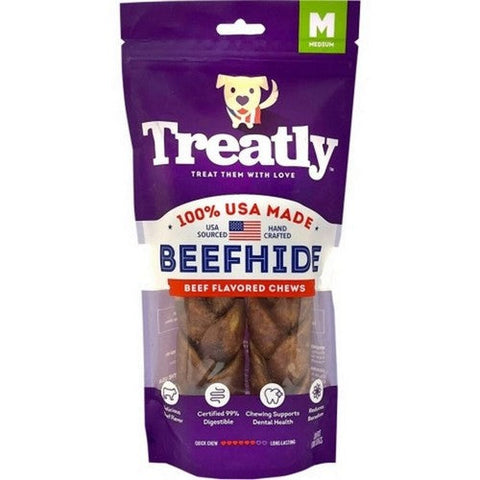 Treatly, Treatly 100% Usa Beefhide Braids, 7 IN-2 Pack,Beef