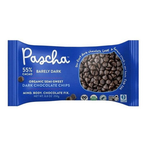 55% Cacao Semi Sweet Dark Chocolate Chips 8.8 Oz (Case Of 6) by Pascha