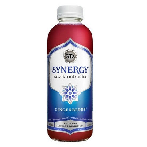 GT's, Synergy Raw Kombucha Gingerberry Beverage, 16 Oz (Case Of 12)