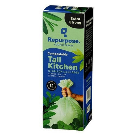 Compostable Extra Strong Tall Kitchen Bags 12 Count (Case Of 20) by Repurpose