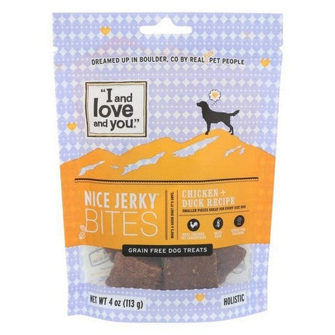 Nice Jerky Bites Dog Treats Chicken Plus Duck 4 Oz (Case Of 6) by I And Love And You
