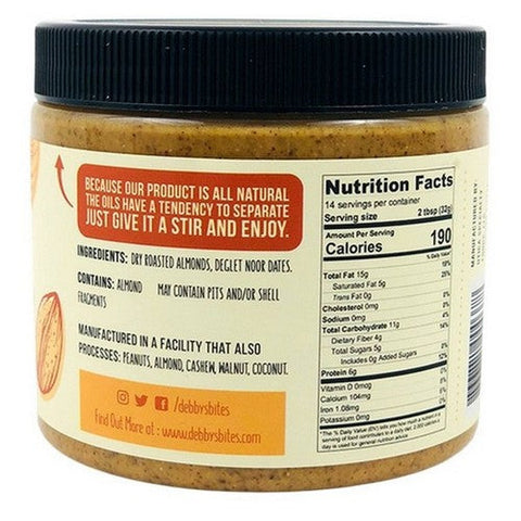 Debby's, Almond Butter With Dates, 16 Oz (Case Of 6)