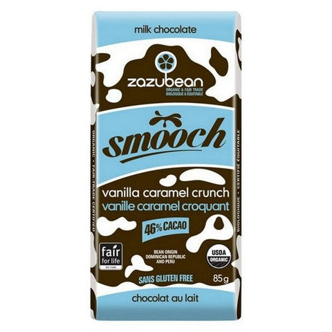 Zazubean, Organic Smooch Milk Chocolate 46% Cacao Vanilla Caramel Crunch, 85 Grams X 12