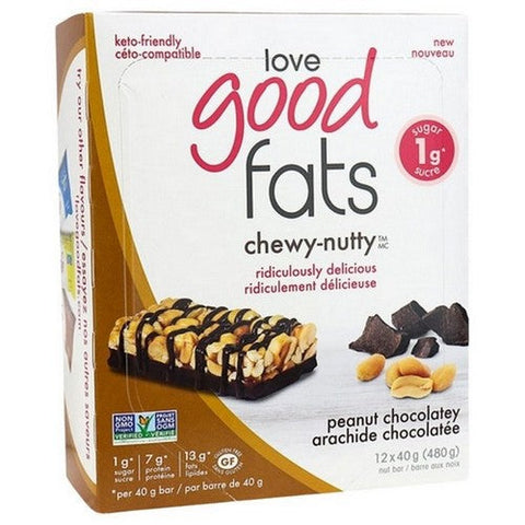 Love Good Fats, Peanut Chocolate And Nut Bar, 40 Grams X 12 Packets