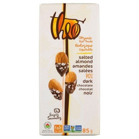 Theo, Organic Salted Almond 70% Dark Chocolate Bar, 85 Grams (Case Of 12)