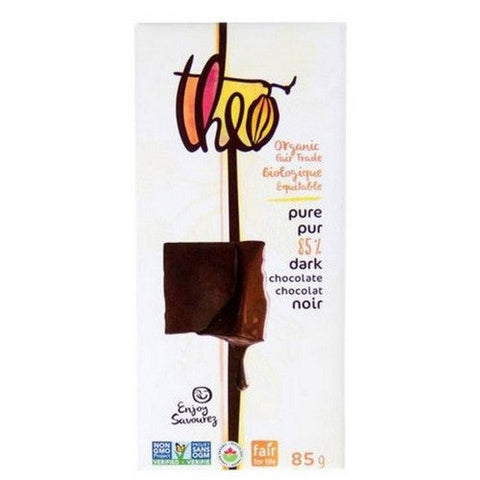 Theo, Classic Organic 85% Cacao Dark Chocolate, 85 Grams (Case Of 12)
