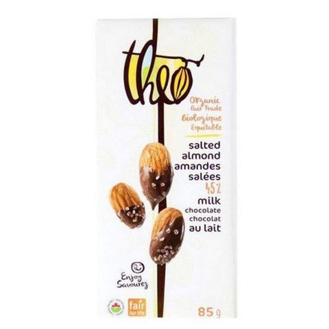 Theo, Organic Salt Almond 45% Milk Chocolate, 85 Grams (Case Of 12)