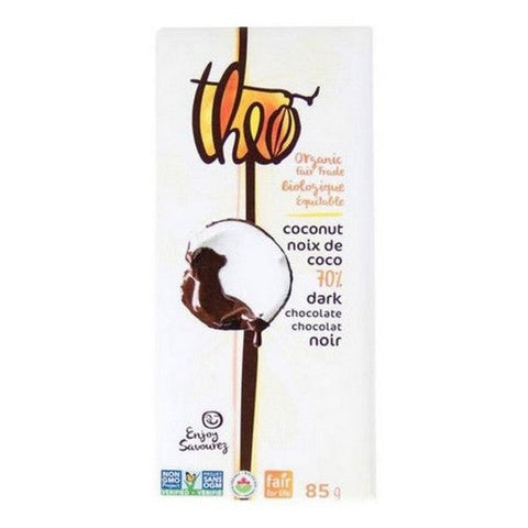 Theo, Organic Coconut 70% Dark Chocolate, 85 Grams (Case Of 12)