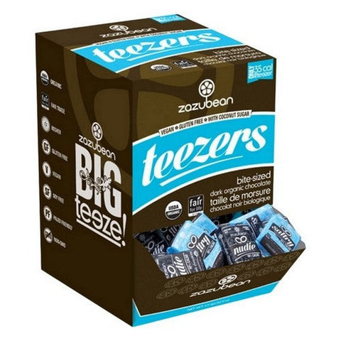 Zazubean, Gravity Box Teezers Saltry Dark Chocolate With Coconut Sugar 65% Cacao Sea Salt And Almonds, 5.5 Grams (Case Of 273)