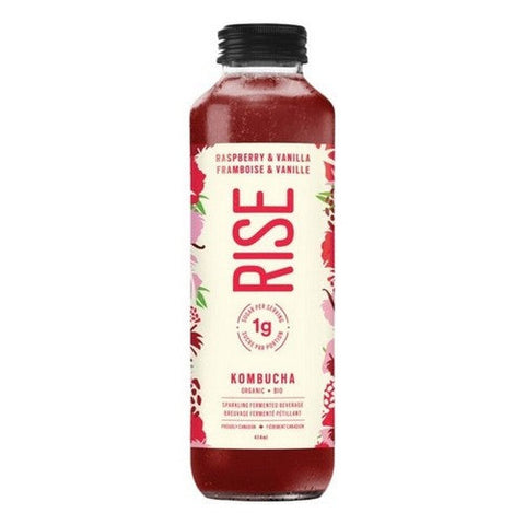 Rise, Organic Raspberry And Vanilla Kombucha, 414 Ml (Case Of 12)