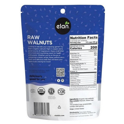Elan, Organic Walnuts, 150 Grams (Case Of 8)