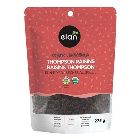 Elan, Organic Sun Dried Thompson Raisins, 225 Grams (Case Of 8)