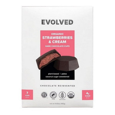 Evolved, Organic Cups Dark Strawberry Cream, 4.93 Oz (Case Of 6)