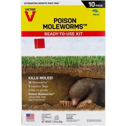 Victor, Mole & Gopher Poison Worms, 10 Pack