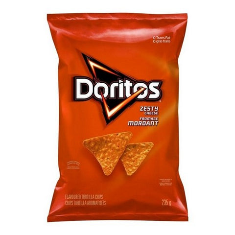Doritos, Zesty Cheese Flavoured Tortilla Chips, 235 Grams (Case Of 8)