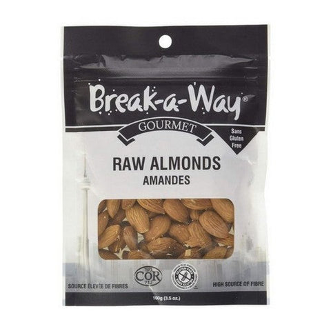 Break-A-Way, Gourmet Raw Almonds, 100 Grams (Case Of 12)